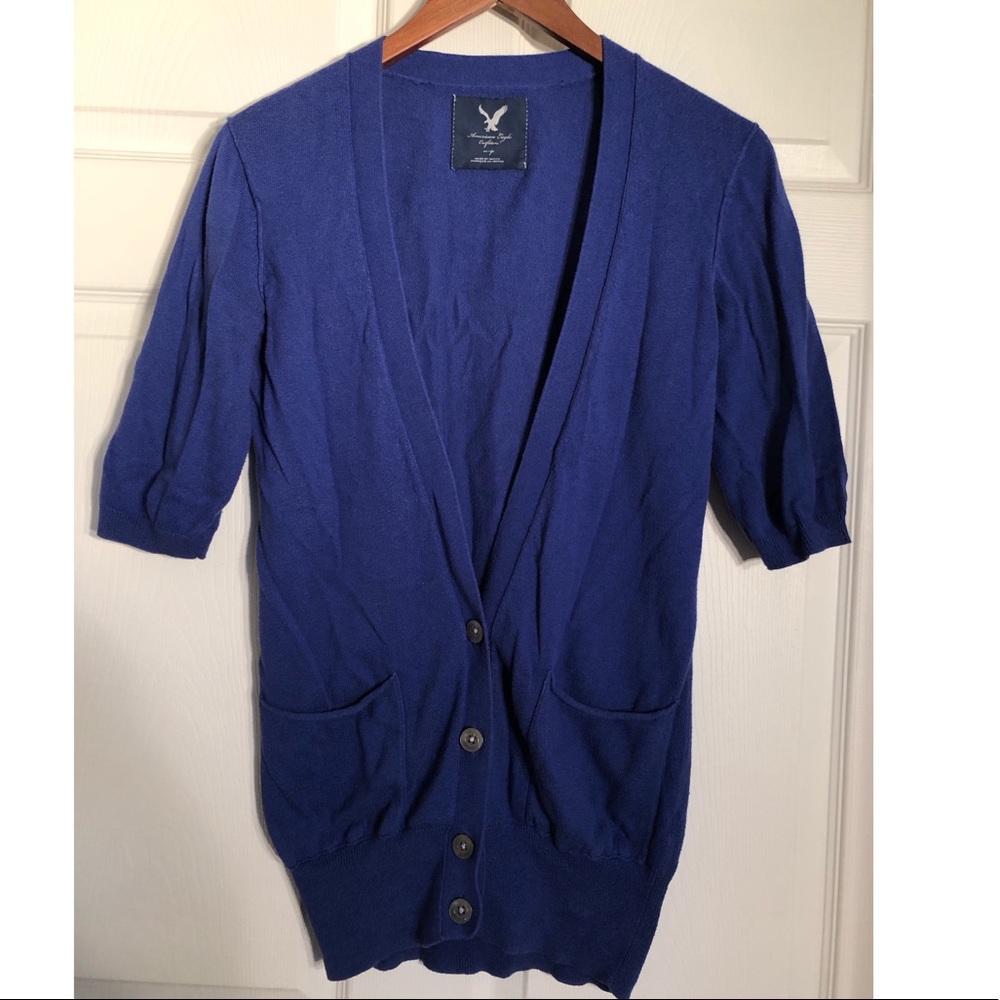 American Eagle Outfitters Blue Cropped Cardigan